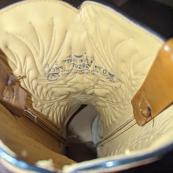 Vintage pointed snip toe LEATHER cowboy boots - Picture 4 of 5